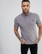 Fred Perry Slim Fit Slim Fit Twin Tipped Polo Shirt In Gray - Gray