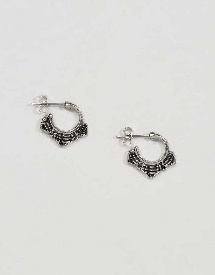 Limited Edition Three Petal Mini Hoop Earrings - Silver