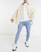 Bershka Super Skinny Fit Jeans In Light Blue-blues