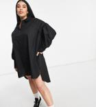 Threadbare Plus Size Oversized Balloon Sleeve Shirt Dress In Black