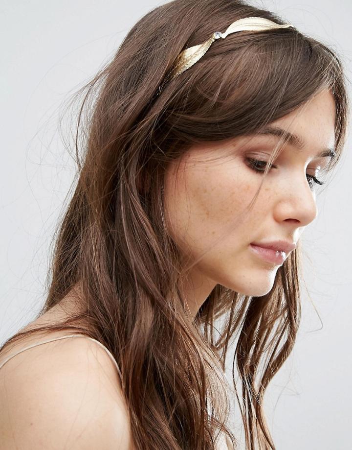 Johnny Loves Rosie Leaf Headband - Gold