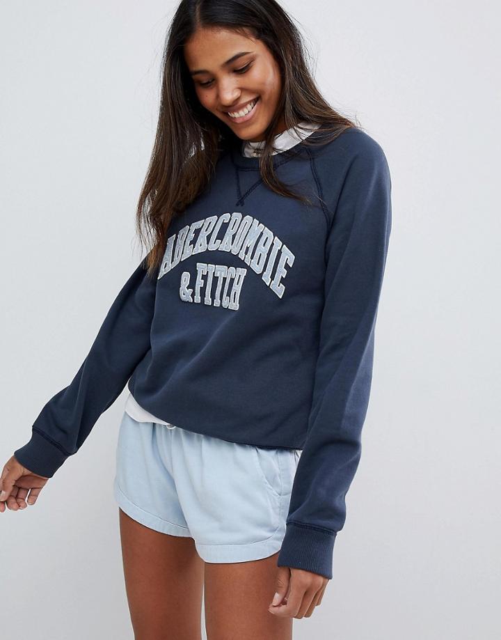 Abercrombie & Fitch Classic Logo Sweatshirt - Navy
