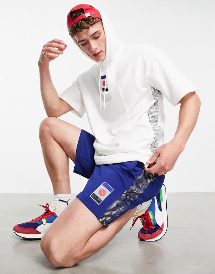 Puma Decor8 Short Sleeve Hoodie In White