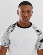 Asos Design T-shirt With Floral Raglan - White