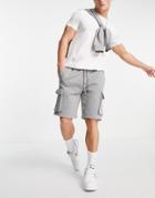 Topman Coordinating Cargo Jersey Shorts In Gray-grey