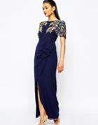 Virgos Lounge Ariann Embellished Maxi Dress With Frill Wrap Skirt