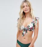 Peek & Beau Fuller Bust Frill Sleeve Bikini Top Dd-g - Black