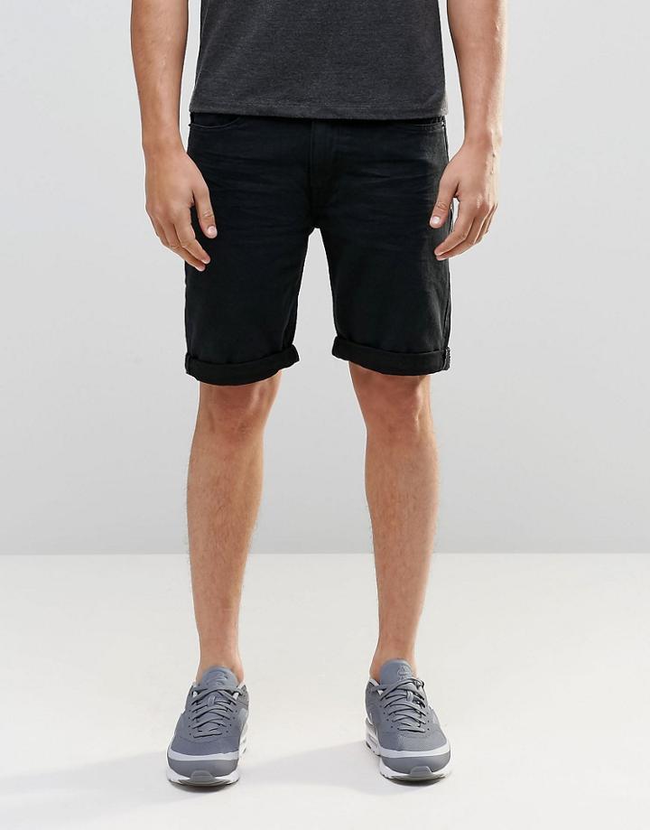 D-struct Black Denim Shorts - Black
