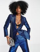 Asos Design Sparkle Suit Blazer In Blue-blues