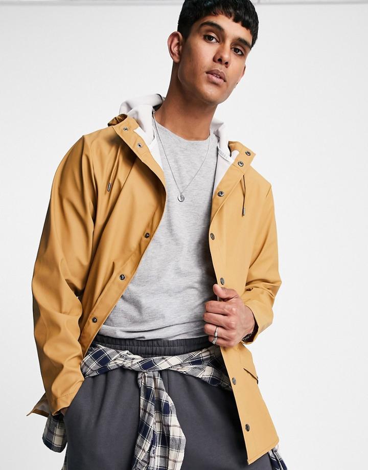 Rains Hooded Jacket In Tan-brown