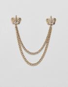 Asos Design Collar Tips In Gold Tone With Crown