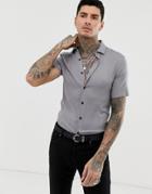 Asos Design Muscle Viscose Shirt In Gray - Gray
