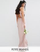 Tfnc Petite Wedding Pleated Maxi Dress With Open Back Detail - Pink