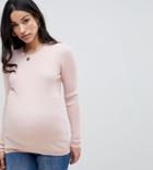 Asos Design Maternity Ribbed Sweater In Fine Knit - Pink