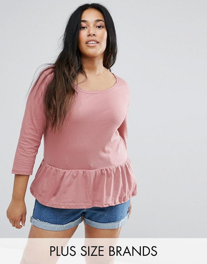 Brave Soul Plus Peplum Top - Pink