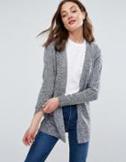 Brave Soul Open Front Cardigan In Mid Length - Black