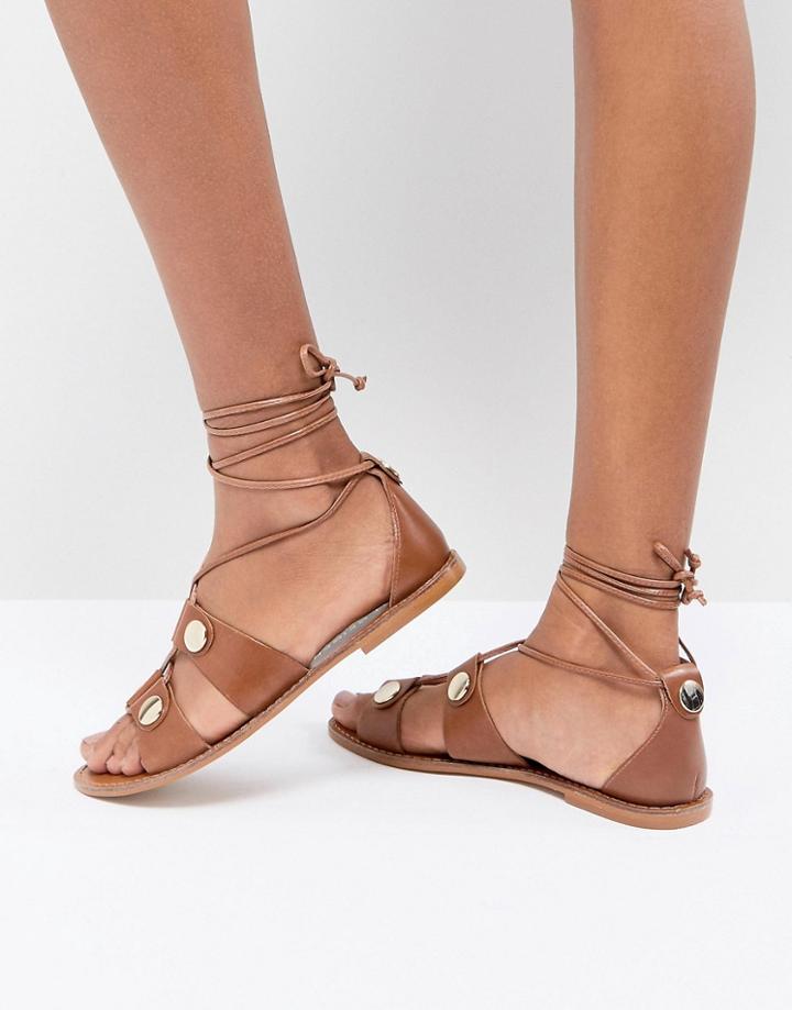 Kurt Geiger Marci Leather Gladiator Sandals - Tan