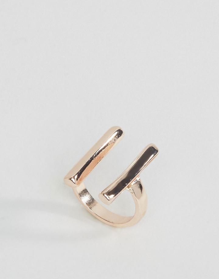 Designb London Double Bar Ring - Gold
