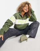Polo Ralph Lauren Logo 1/4 Zip Sweatshirt In Olive - Part Of A Set-green