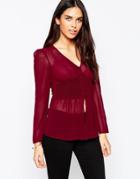 Asos Premium 70's Smocked Blouse - Red