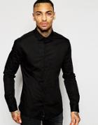 Asos Skinny Shirt In Black With Long Sleeve - Black