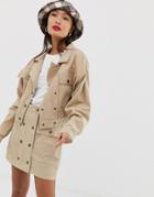 Signature 8 Oversized Denim Jacket - Beige