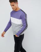 New Look Sweatshirt With Color Block In Purple - Red