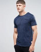 Bellfield Pocket T-shirt Burn Out Print - Navy
