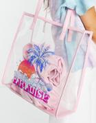 Skinnydip Paradise Tote Bag In Clear And Pink