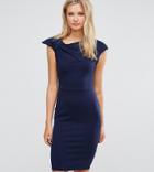 City Goddess Tall Pencil Midi Dress With Ruffle Detail - Blue