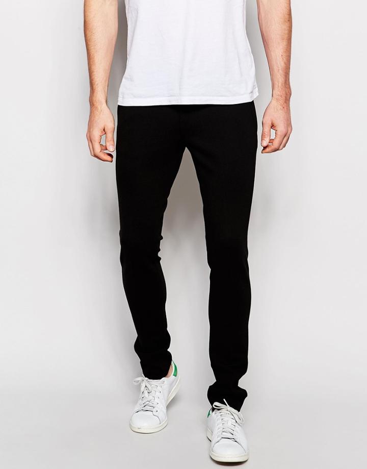 Asos Super Skinny Fit Pants In Jersey - Black