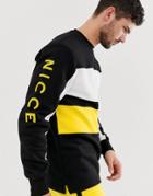 Nicce Sweatshirt With Color Panel In Black - Gray