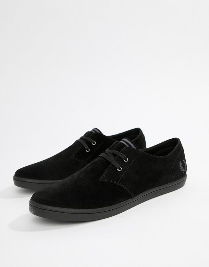 Fred Perry Byron Low Suede Shoes In Black - Black