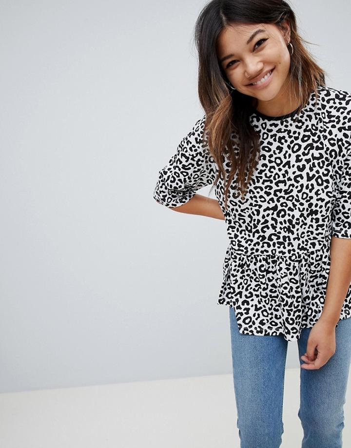 Asos Design Mono Animal Smock T-shirt - Multi