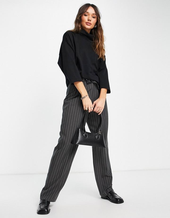 Asos Design Structured Top With Long Sleeve In Black