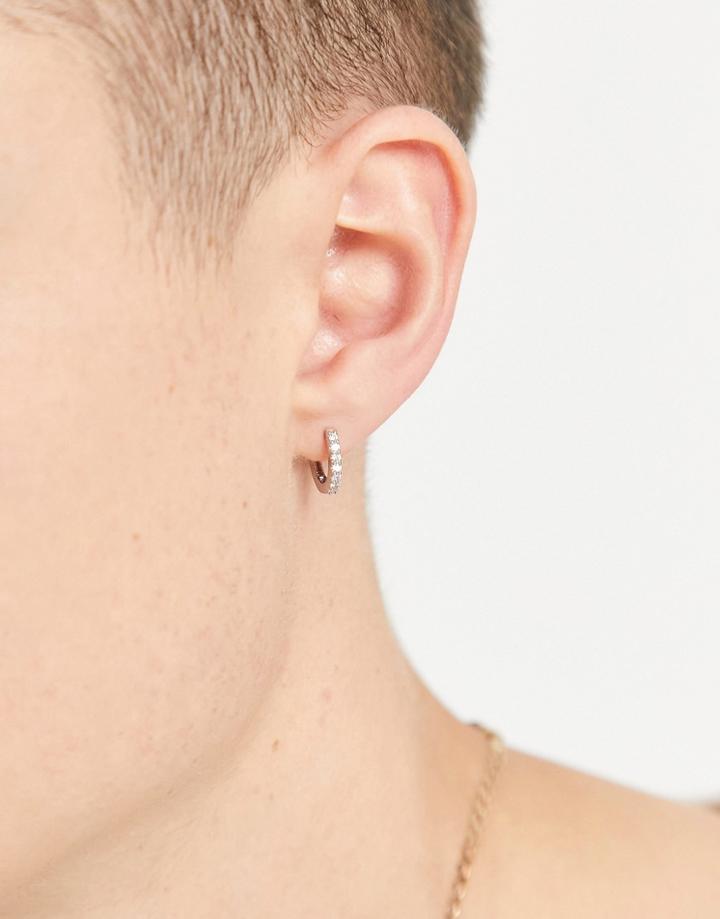 Topman Crystal Huggies Stud Earrings-silver