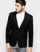 Jack & Jones Premium Pique Blazer With Stretch In Slim Fit - Black