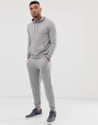 Asos Design Tracksuit Hoodie / Tapered Sweatpants In Gray Marl - Gray
