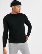 Pull & Bear Lightweight Ottoman Sweater In Black
