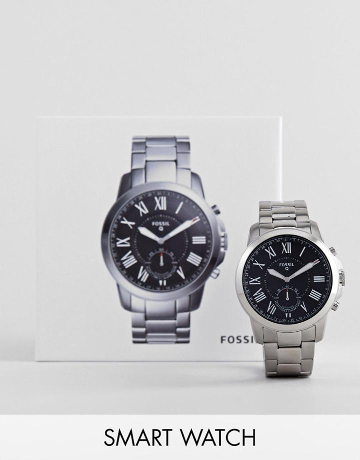Fossil Q Ftw1158 Grant Bracelet Hybrid Smart Watch In Silver 44mm - Silver
