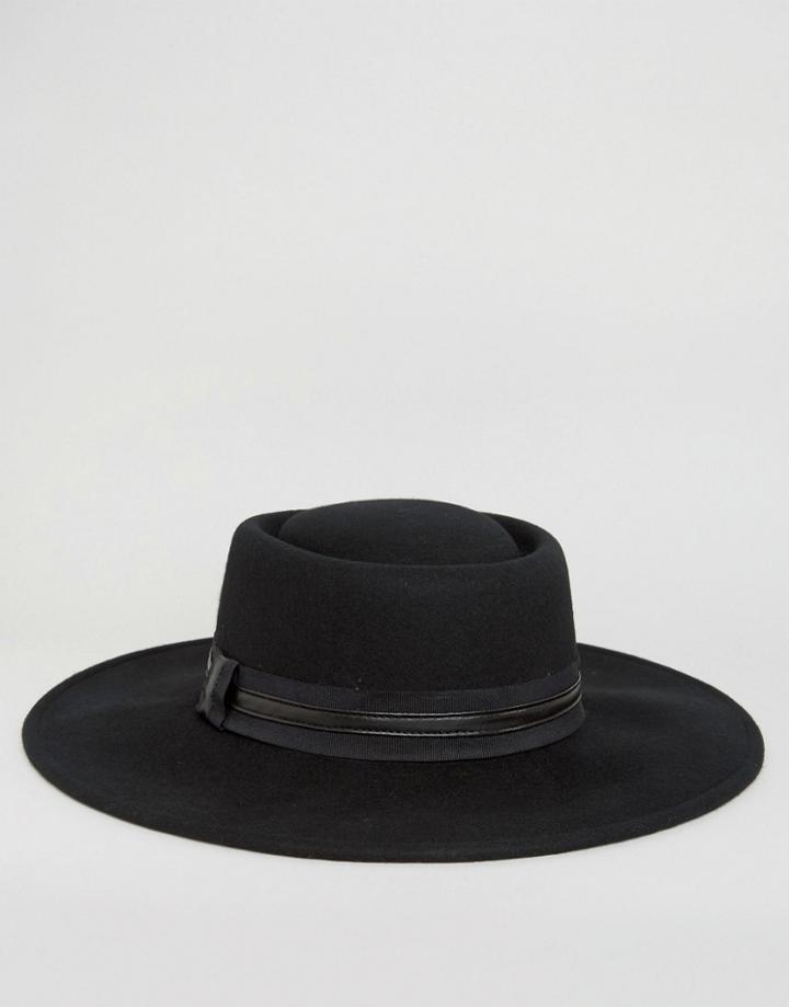 Asos Extra Wide Brim Fedora With Band - Black