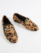 Asos Design Moment Leather Loafers In Leopard Print - Multi