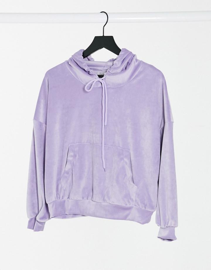 Street Collective Velour Oversized Hoodie In Gray-grey