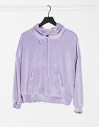 Street Collective Velour Oversized Hoodie In Gray-grey