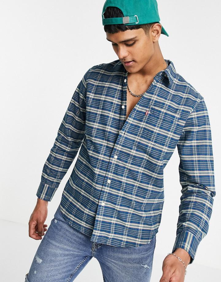 Levi's Sunset 1 Pocket Standard Fit Nathan Check Shirt In Navy Peony
