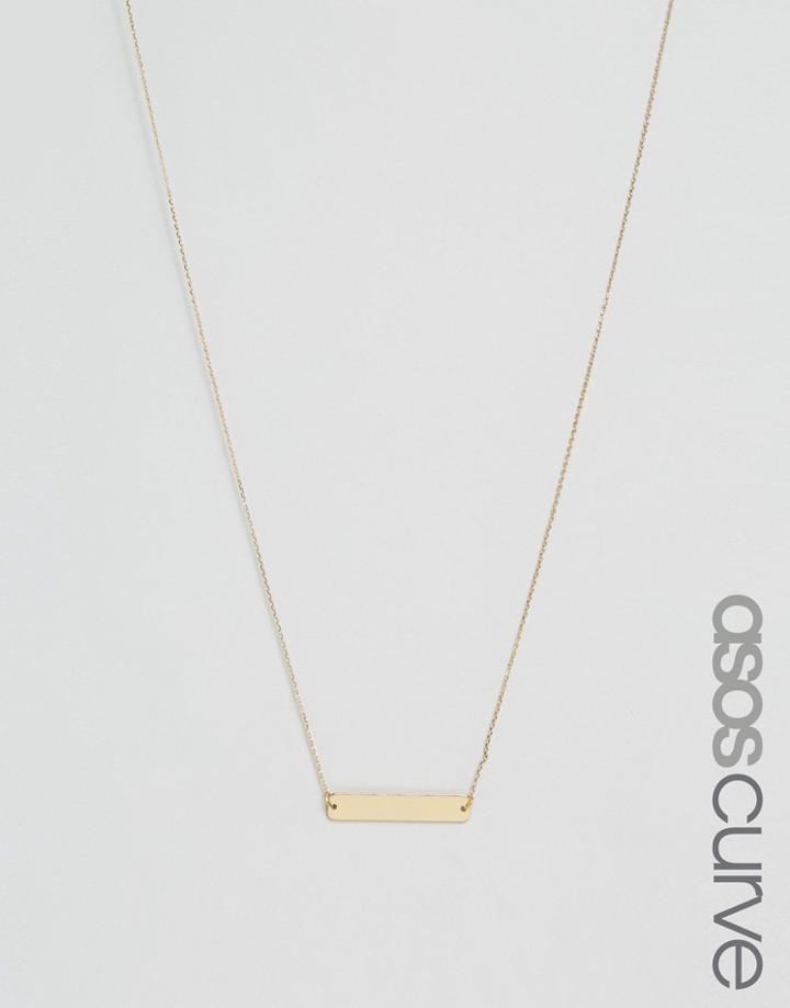 Asos Curve Brass Plated Smooth Bar Necklace - Gold