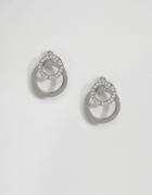 Fiorelli Pave Circle Front Back Earrings (+) - Silver