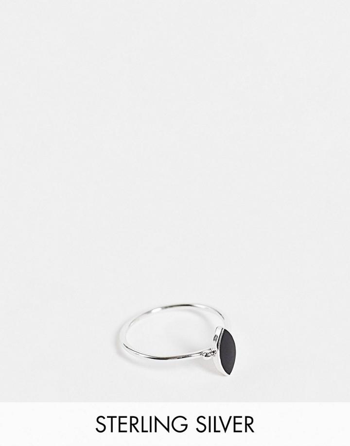 Kingsley Ryan Diamond Onyx Ring In Sterling Silver