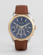 Armani Exchange Ax2612 Leather Chronograph Watch In Brown - Brown