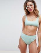 Missguided Textured Cami Bikini Top - Green